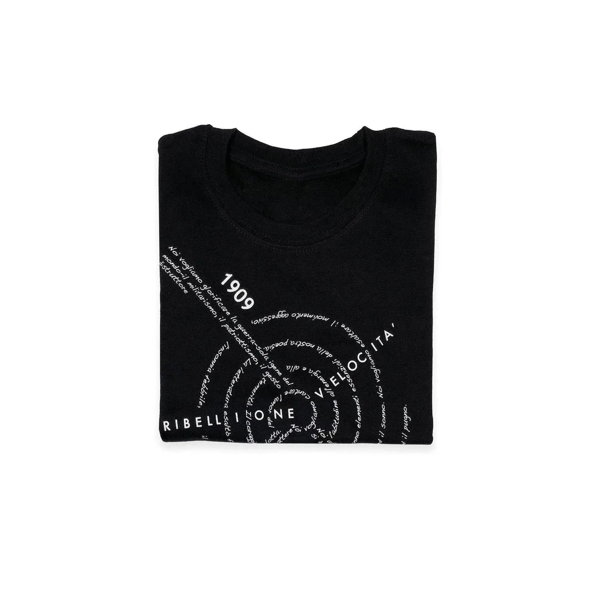 T-shirt femme "vortex" plié noir.