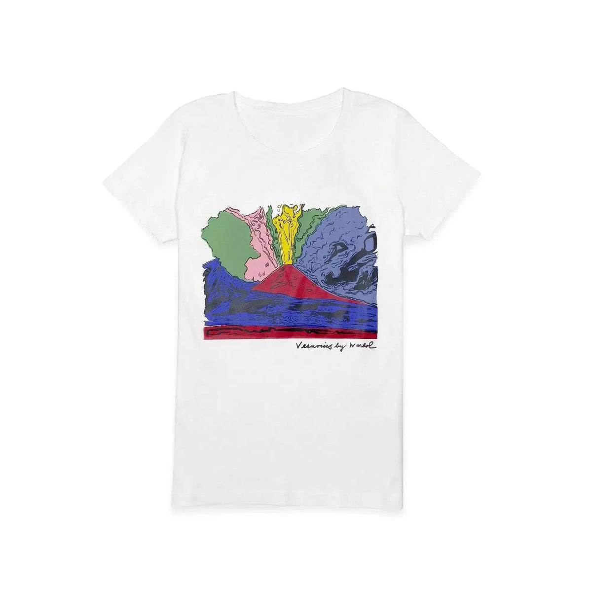 Weißes T-Shirt mit künstlerischem Aufdruck von „Vesuvius“ von Andy Warhol
