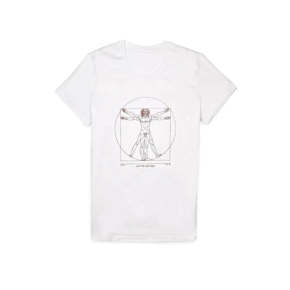 T-shirt femme blanc avec imprimé Homme de Vitruve de Léonard de Vinci