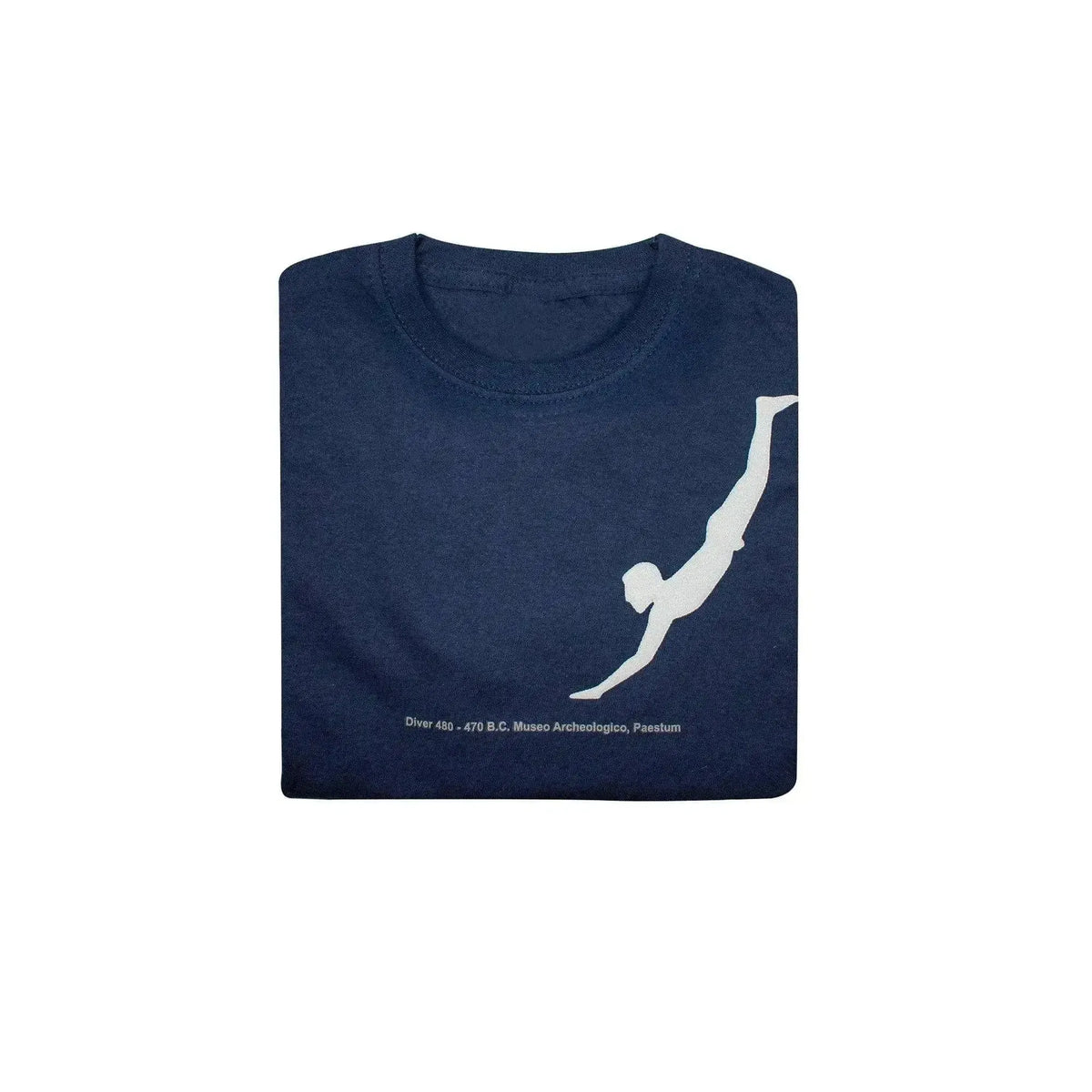 Camiseta de hombre azul con estampado de buzo Paestum doblado
