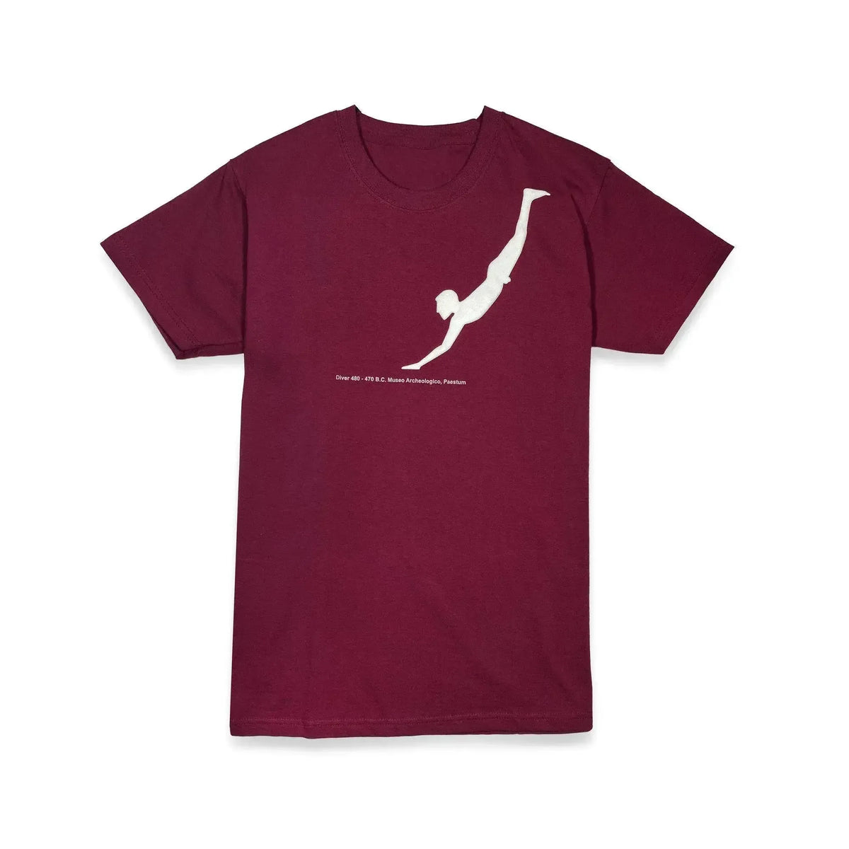 Camiseta de hombre burdeos con estampado de buzo Paestum