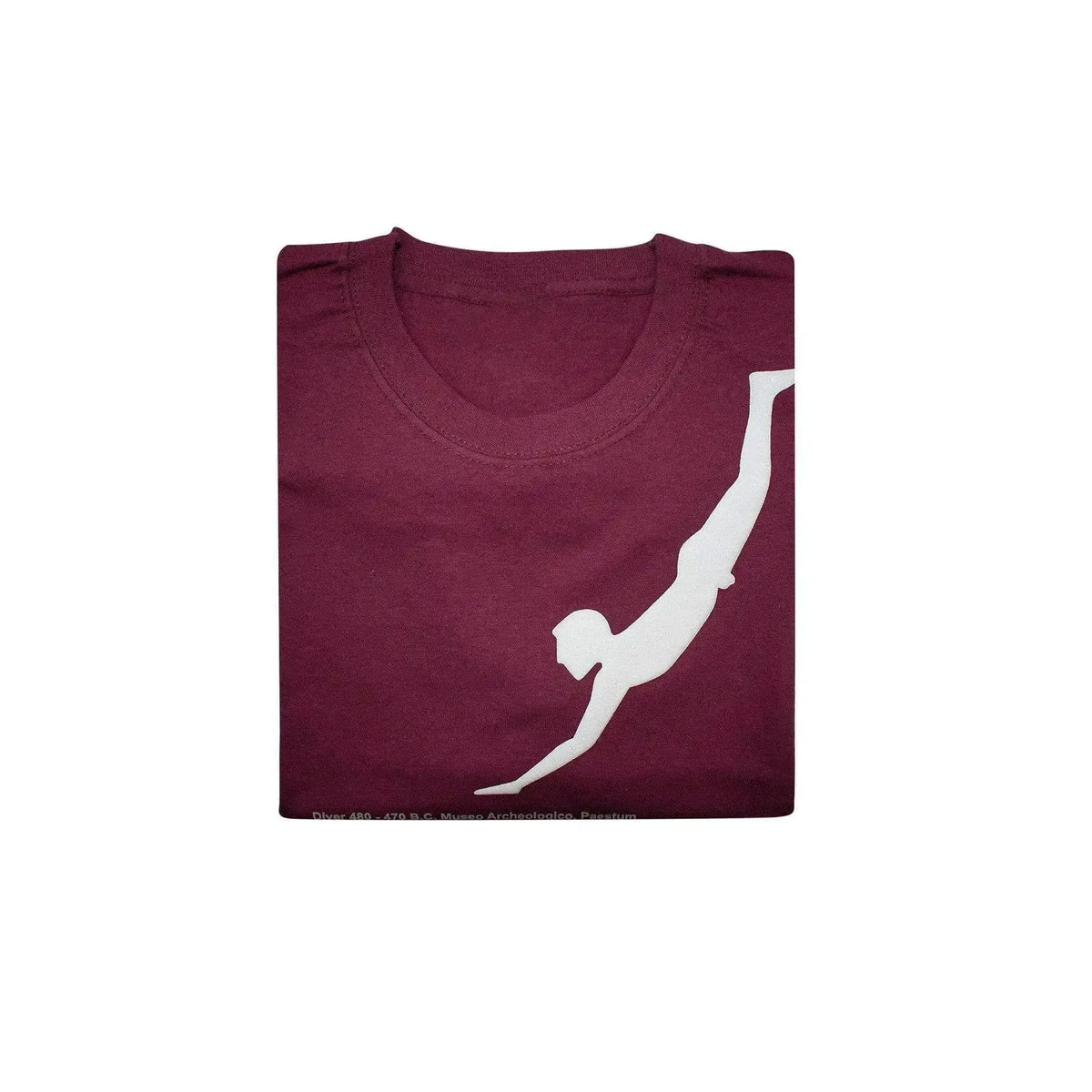 Camiseta de hombre burdeos con estampado de buzo Paestum doblado