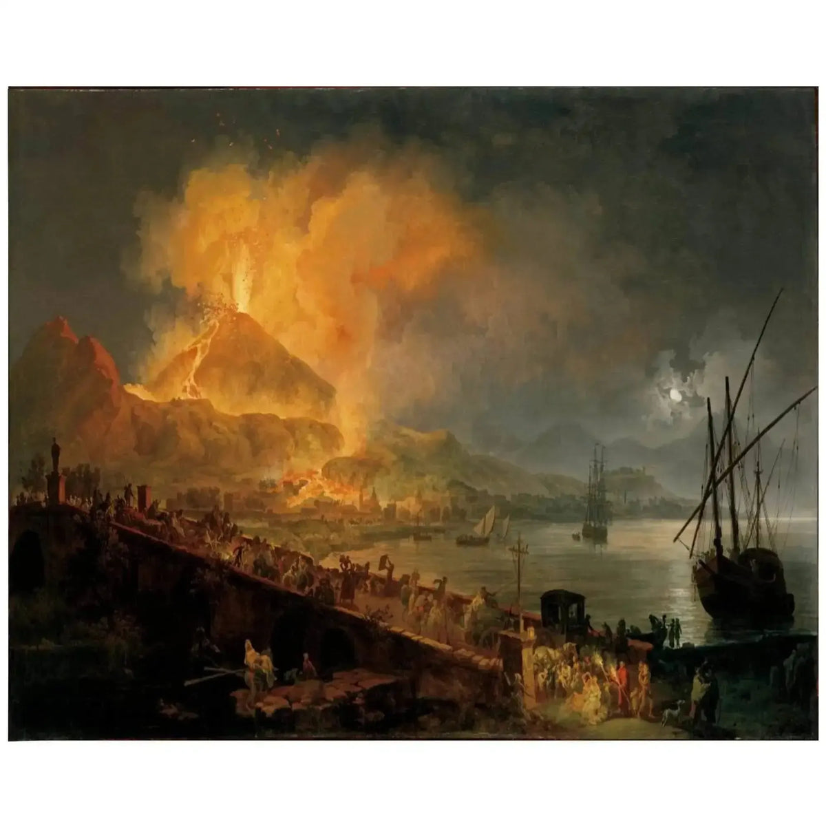 Riproduzione: Tela "Eruzione del Vesuvio" di Pierre-Jacques Volaire, dipinto storico del 1782.