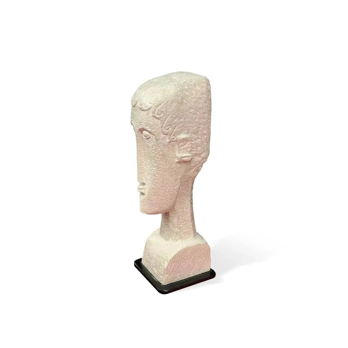 Tête de femme, de Modigliani. Reproduction tridimensionnelle, vue latérale.