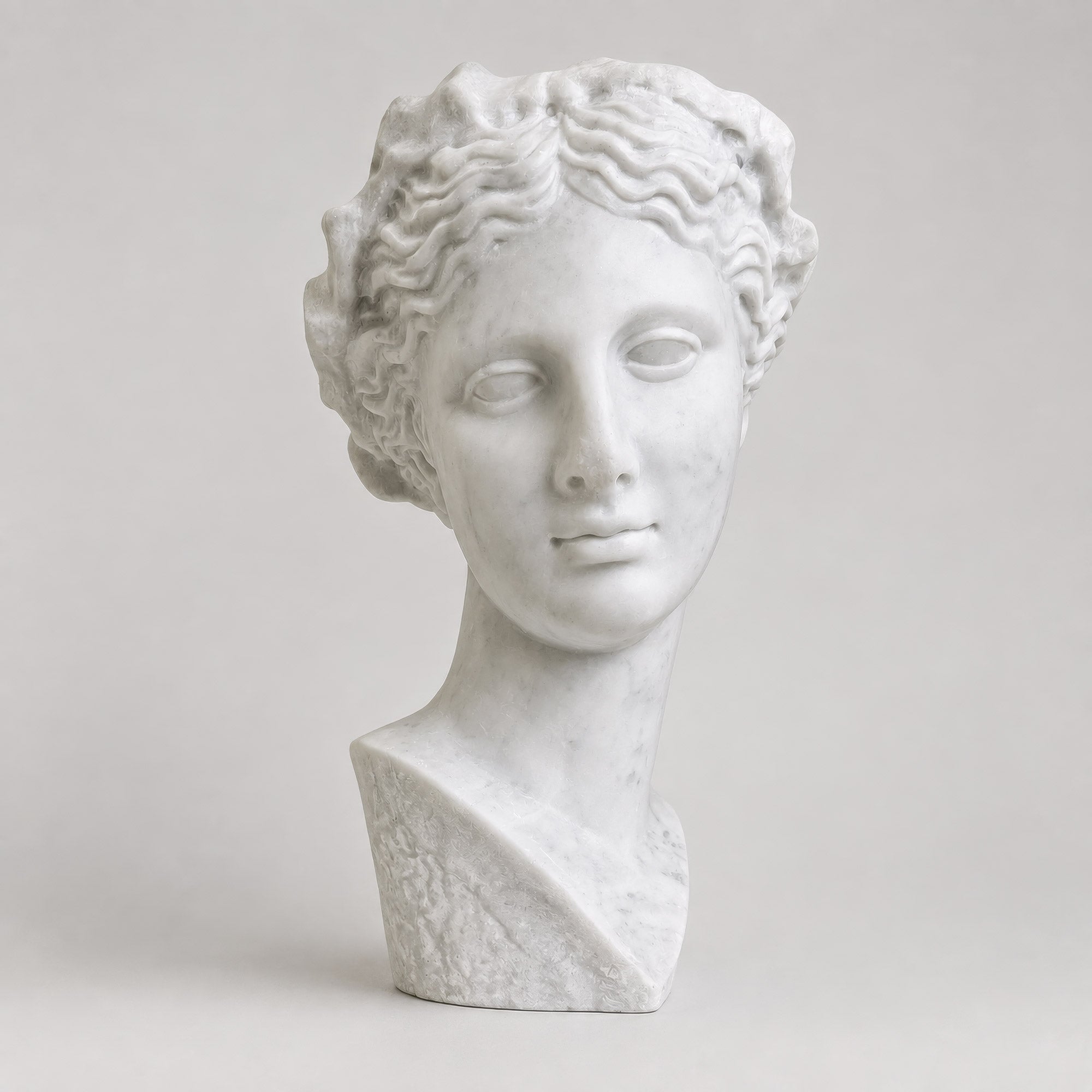 Thalia Muse of Comedy - Carved Head in Carrara Marble 38 cm