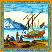 Pannello 80 x 80 cm per tavoli o rivestimenti, decori delle maioliche del Chiostro di Santa Chiara-Terracotta-Museum Shop Italy