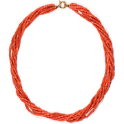 Twisted necklace in red coral and round clasp