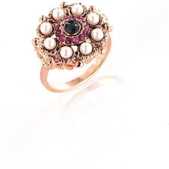 Anello Fiore Con Pietre Naturali Argento 925