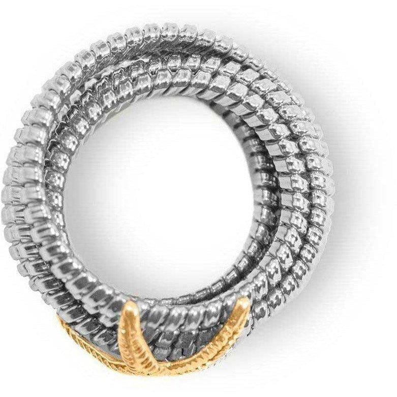 6-Ring Band with Starfish in 18K Gold and Diamond - Museum Shop Italy