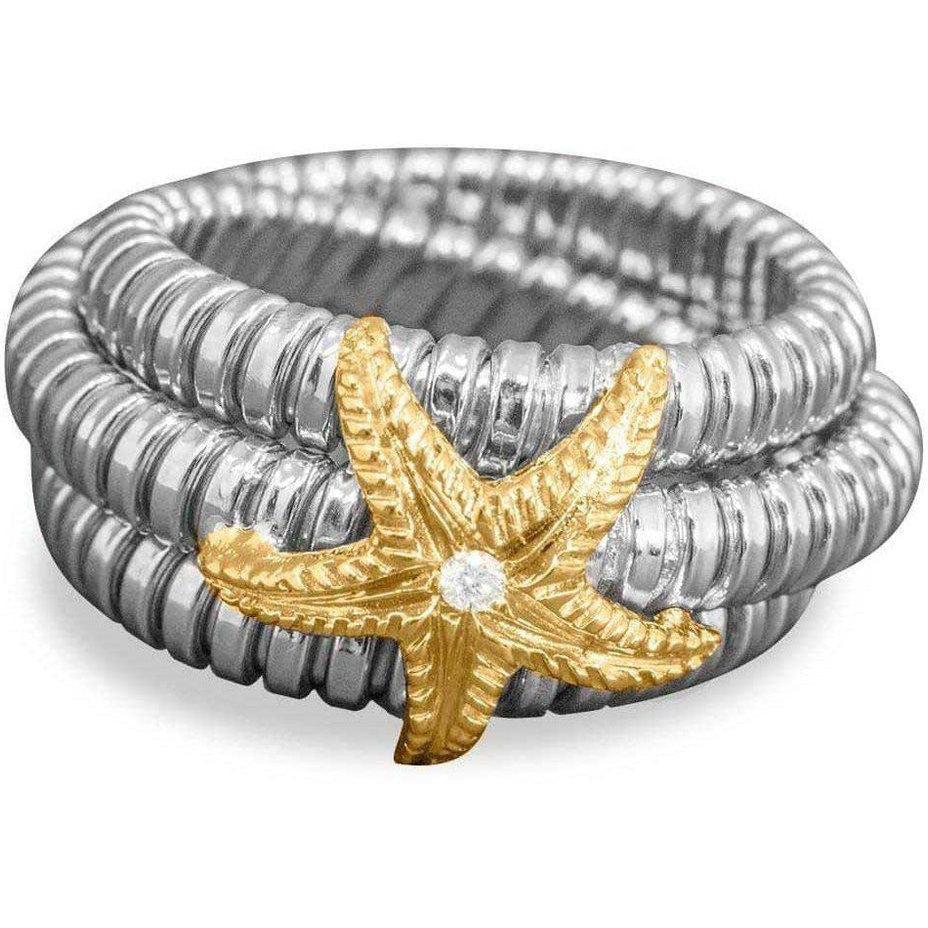 3-turn ring with Starfish in 18K GOLD and Diamond - Museum Shop Italy