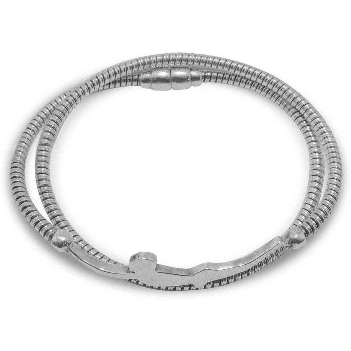 Bracciale a doppio giro con sagoma del Tuffatore di Paestum e chiusura a calamita, visto dall’alto