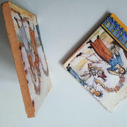 Pannello 50x50 cm per tavoli o rivestimenti, decori delle maioliche del Chiostro di Santa Chiara-Terracotta-Museum Shop Italy