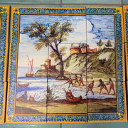 Pannello 100 x 100 cm per tavoli o rivestimenti, decori delle maioliche del Chiostro di Santa Chiara-Terracotta-Museum Shop Italy