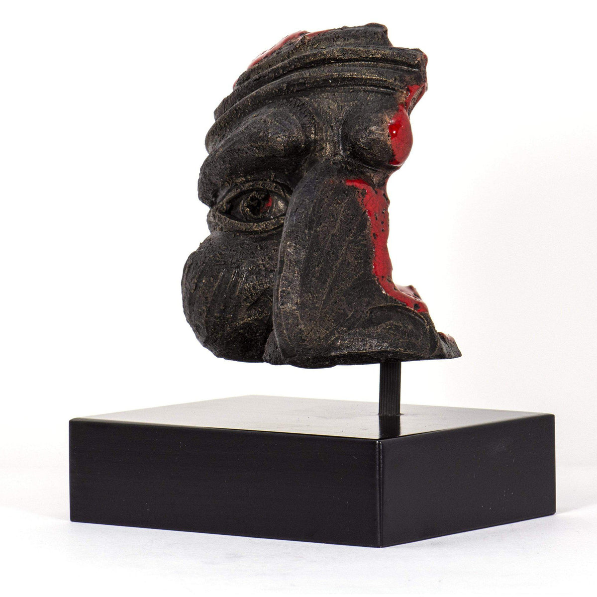 Pulcinella Mask in Lava Stone