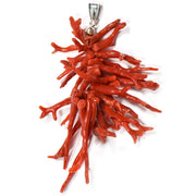 Red coral branches pendat and 925 silver