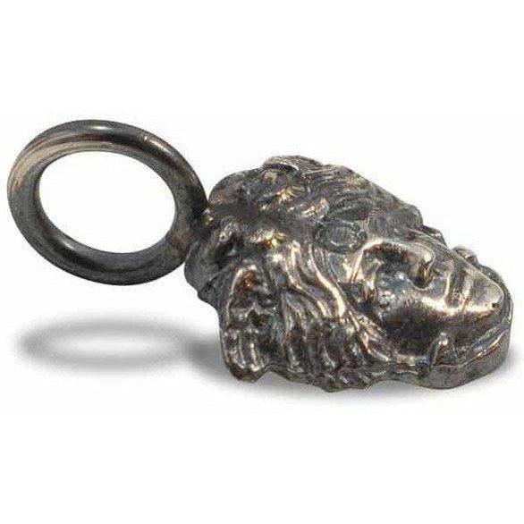 Primo piano del Pendente con Maschera Teatrale Greca in argento 925  vista laterale