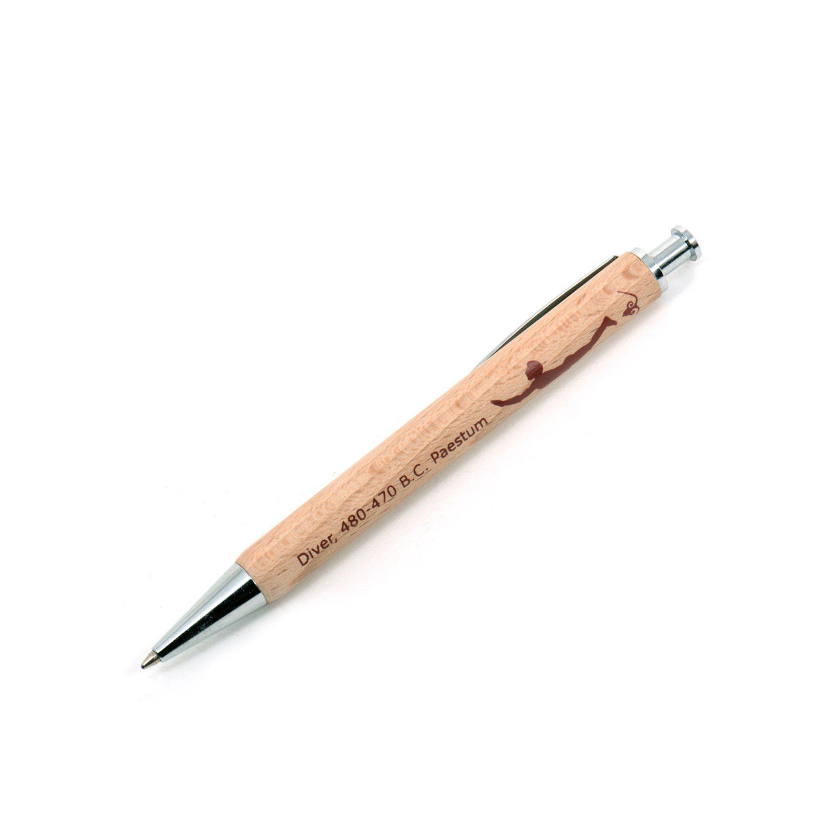 Penna Parker in legno con incisione del Tuffatore di Paestum