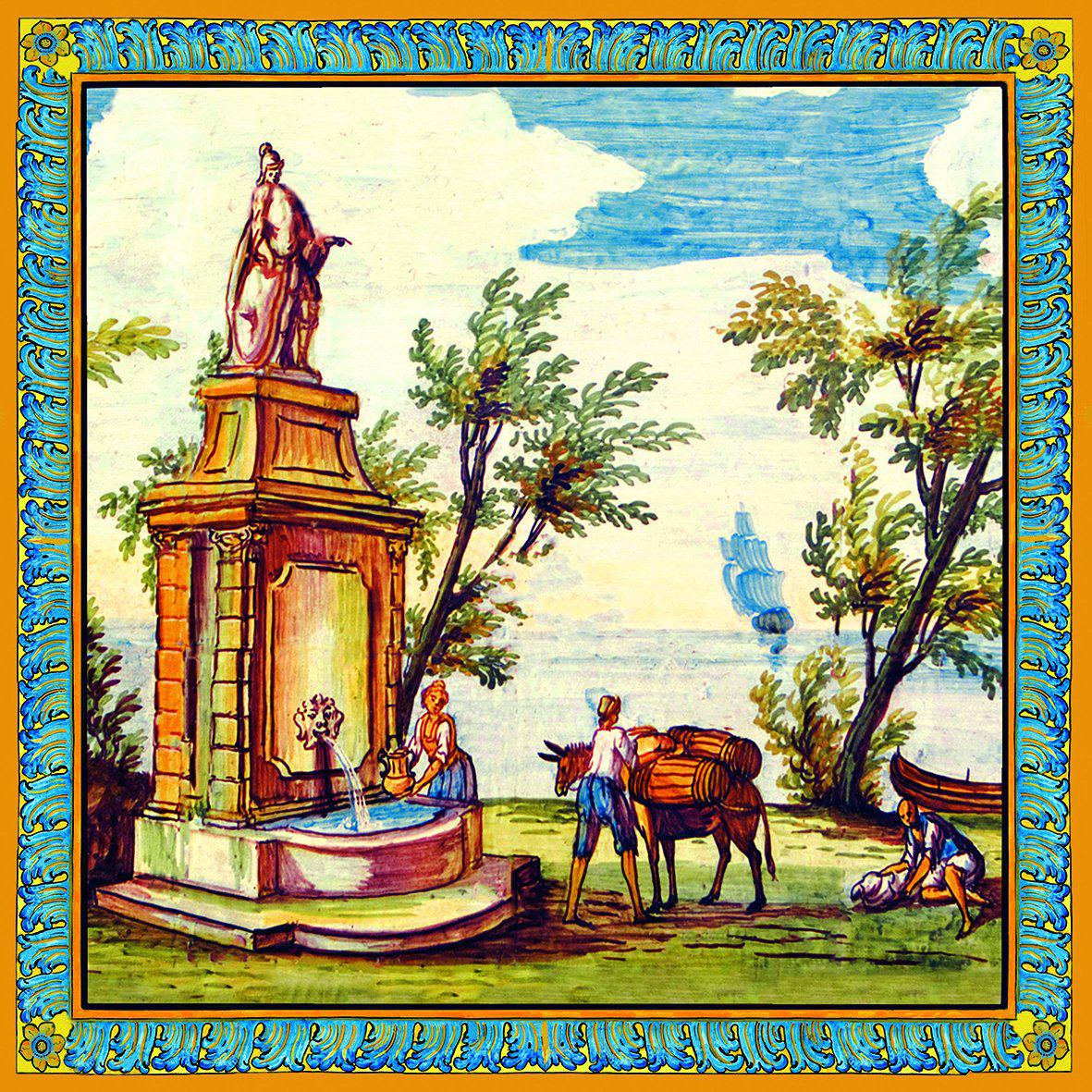 Kreuzgang von Santa Chiara Majolika-Fliesen-Dekor