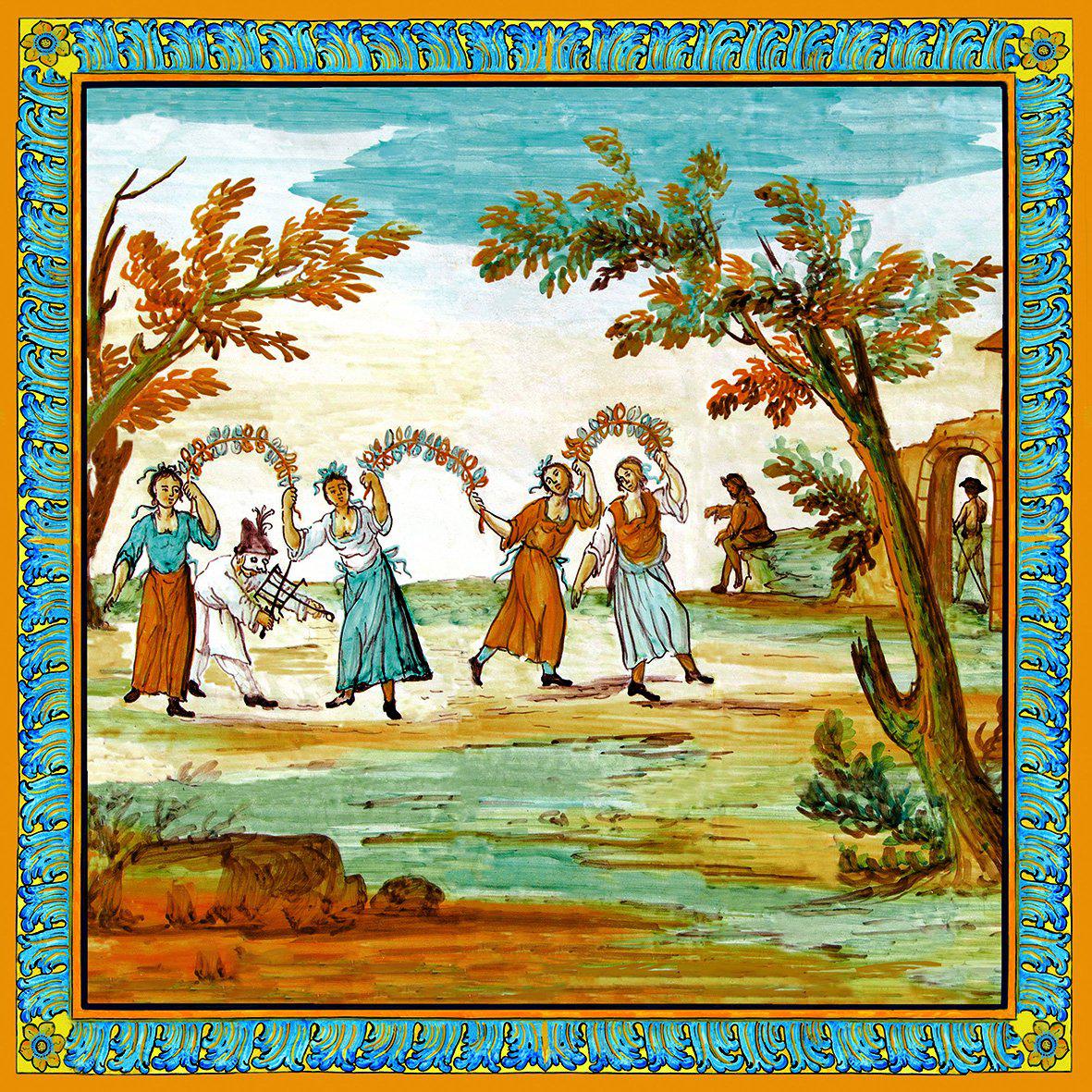 Kreuzgang von Santa Chiara Majolika-Fliesen-Dekor