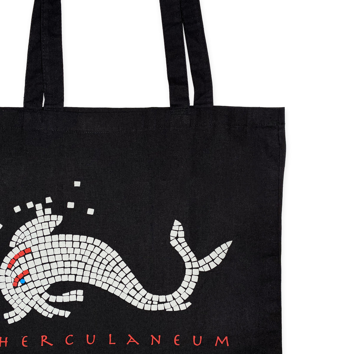 Herculaneum shopper bag with dolphin in black cotton
