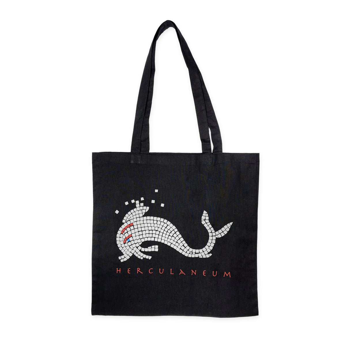 Herculaneum shopper bag with dolphin in black cotton