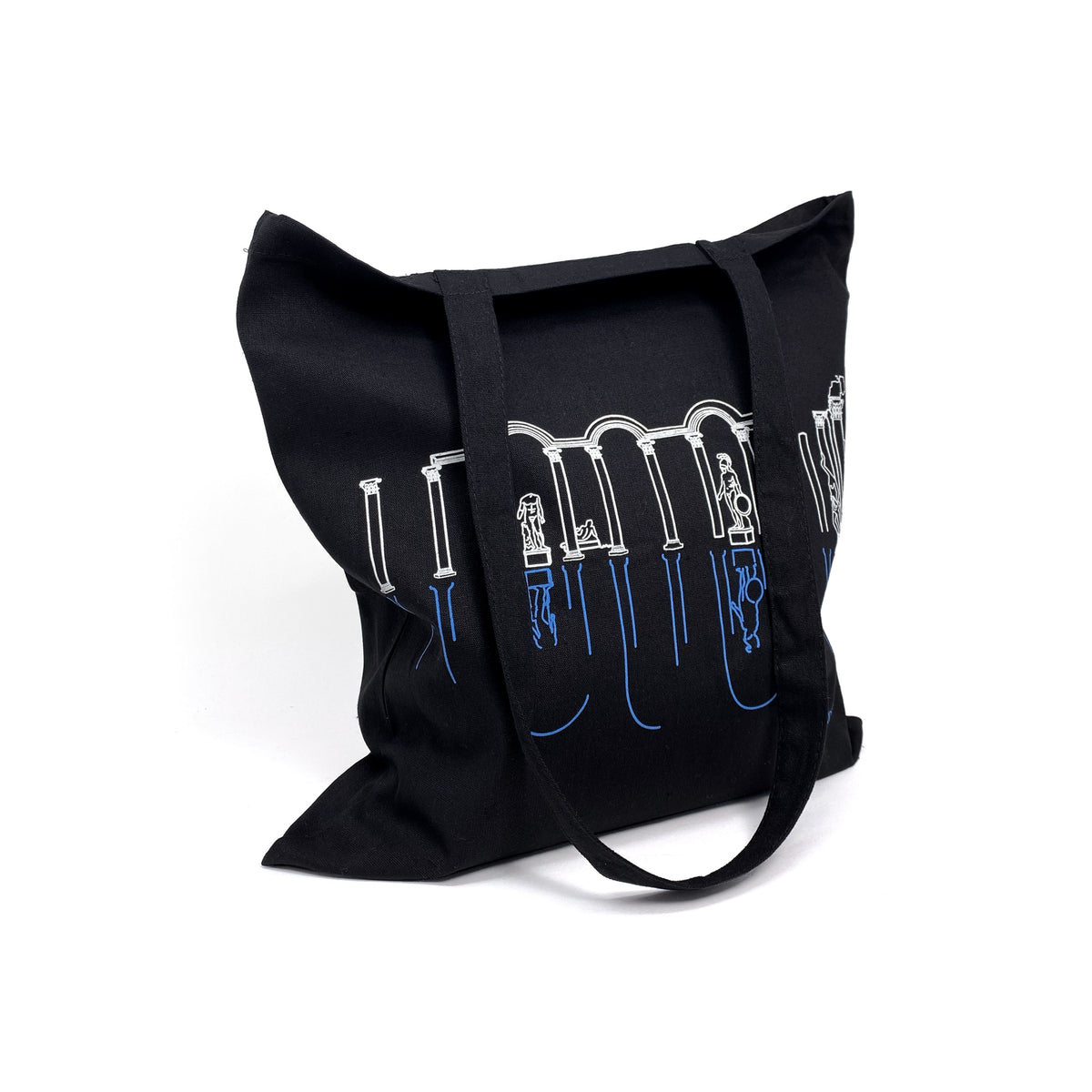 Borsa shopper Villa Adriana in cotone nero