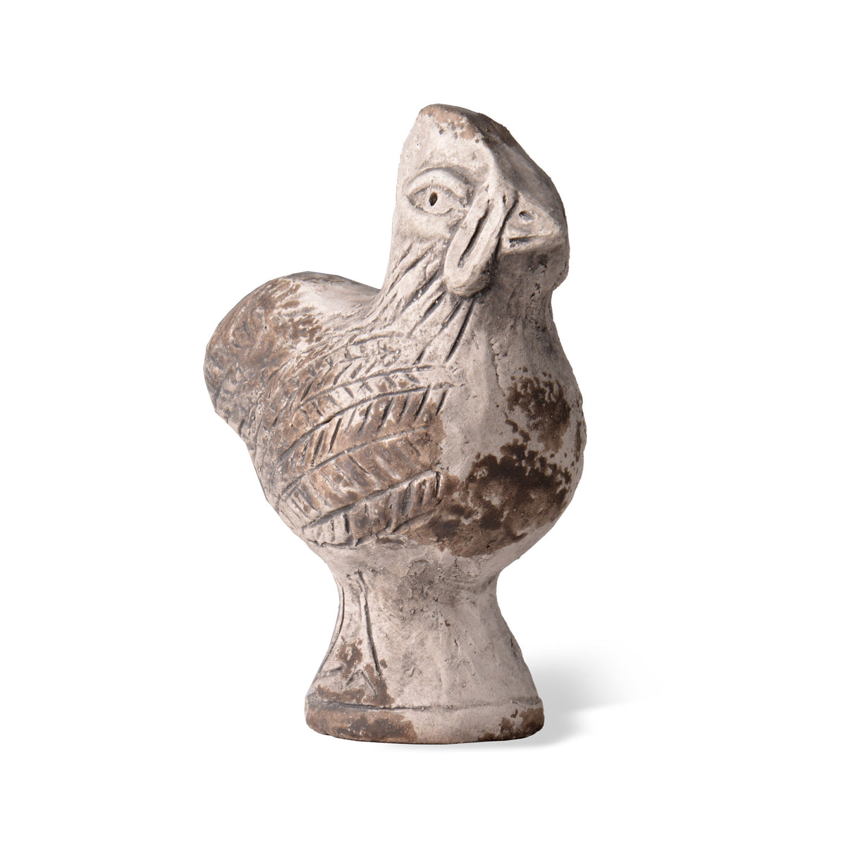 Terracotta rooster-shaped rattle