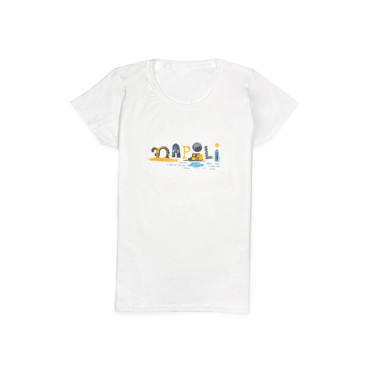 T-shirt femme en coton avec impression artistique de Naples, inspirée par l’art et la culture napolitaine.