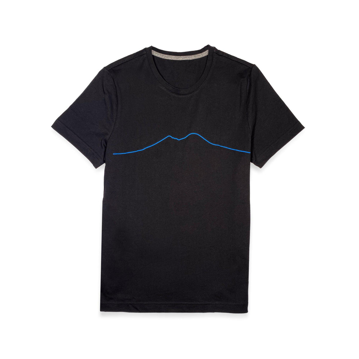 T-shirt nera uomo Vesuvio, con profilo blu, vista frontale